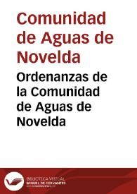 Ordenanzas de la Comunidad de Aguas de Novelda