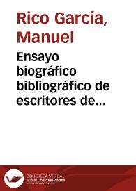Ensayo biográfico bibliográfico de escritores de Alicante y su provincia