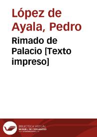 Rimado de Palacio [Texto impreso]