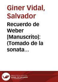 Recuerdo de Weber [Manuscrito]: (Tomado de la sonata op.40)