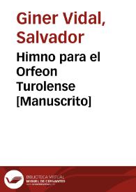 Himno para el Orfeon Turolense [Manuscrito]