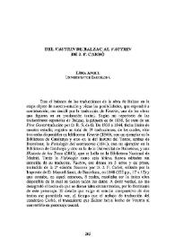 Del 'Vautrin'de Balzac al 'Vautrin' de J. F. Carbó