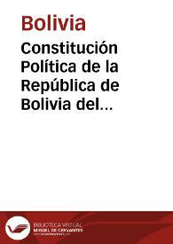 Constitución Política de la República de Bolivia del 26 de noviembre de 1947