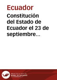 Constitución del Estado de Ecuador el 23 de septiembre 1830