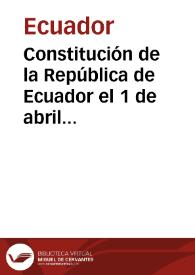Constitución de la República de Ecuador el 1 de abril 1843