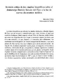 Revisión crítica de los estudios biográficos sobre el dramaturgo Damián Salucio del Poyo a la luz de nuevos documentos inéditos