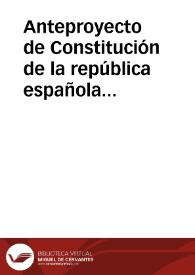 Anteproyecto de Constitución de la república española de 1931