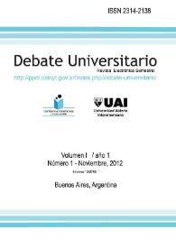 Debate Universitario. Revista Electrónica Semestral. Núm. 1. Volumen I.  Año 1, noviembre 2012