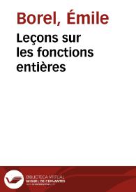 Leçons sur les fonctions entières
