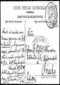 Tarjeta postal de Antonio Mesquita de Figueiredo a Rafael Altamira, Coimbra, 9 de enero de 1907