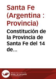 Constitución de la Provincia de Santa Fe del 14 de abril de 1962