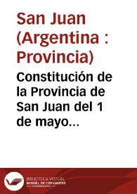 Constitución de la Provincia de San Juan del 1 de mayo de 1986
