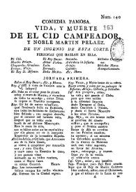 Vida, y muerte de El Cid Campeador, y Noble Martín Peláez
