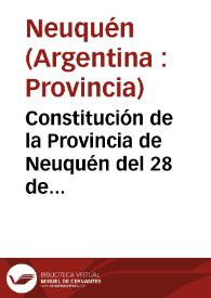 Constitución de la Provincia de Neuquén del 28 de noviembre de 1957