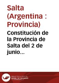 Constitución de la Provincia de Salta del 2 de junio de 1986