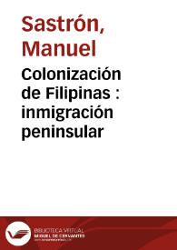 Colonización de Filipinas : inmigración peninsular