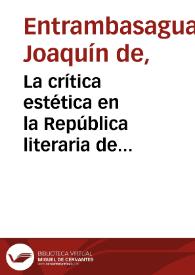 La crítica estética en la República literaria de Saavedra Fajardo