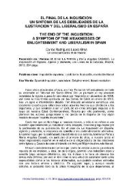 El final de la Inquisición: un síntoma de las debilidades de la Ilustración y del Liberalismo en España