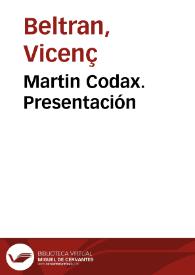 Martin Codax. Presentación