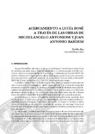 Acercamiento a Lucía Bosé a través de las obras de Michelangelo Antonioni y Juan A. Bardem