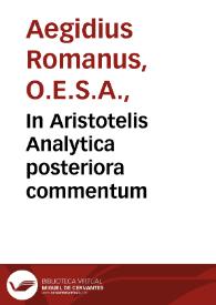 In Aristotelis Analytica posteriora commentum