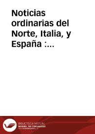 Noticias ordinarias del Norte, Italia, y España : publicadas el Martes à primeros de noviembre 1689