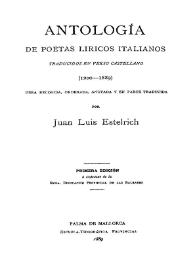 Antología de poetas líricos italianos traducidos en verso castellano (1200-1889)