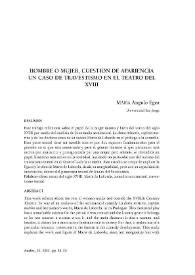 Hombre o mujer, cuestión de apariencia. Un caso de travestismo en el teatro del siglo XVIII
