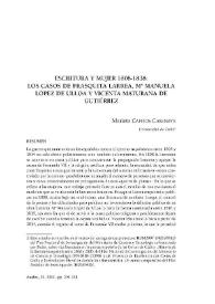 Escritura y mujer 1808-1838: los casos de Frasquita Larrea, Mª Manuela López de Ulloa y Vicenta Maturana de Gutiérrez