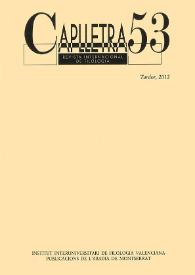 Caplletra: Revista Internacional de Filologia. Núm. 53, tardor de 2012