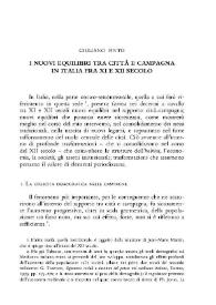I nuovi equilibri tra città e campagna in Italia fra  XI e XII secolo