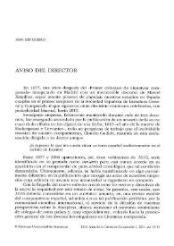 1616. Anuario de Literatura Comparada. Vol. 1 (2011). Aviso del director