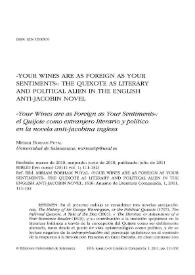 'Your wines are is foreign as your sentiments': The Quixote as literary and political alien in the english anti-jacobin novel