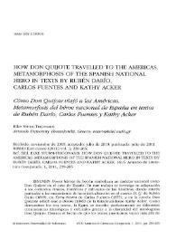 How Don Quijote travelled to the Americas. Metamorphosis of the spanish national. Hero in texts by Rubén Darío, Carlos Fuentes and Kathy Acker
