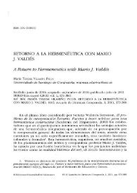 Retorno a la hermenéutica con Mario J. Valdés