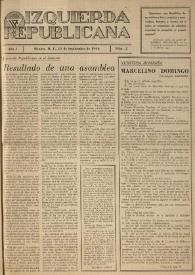 Izquierda Republicana. Año I, núm. 2, 15 de septiembre de 1944