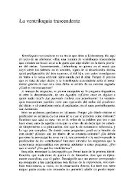 La ventriloquia trascendente