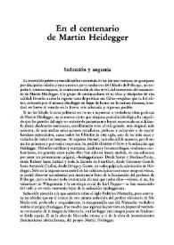 En el centenario de Martin Heidegger