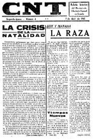CNT : Boletín Interior del Movimiento Libertario Español en Francia. Segunda época, núm. 4, 7 de abril de 1945