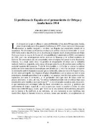El problema de España en el pensamiento de Ortega y Azaña hasta 1914