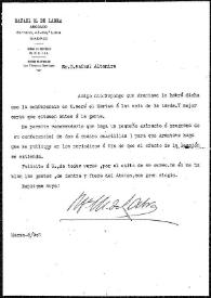 Carta de Rafael M. de Labra a Rafael Altamira. Madrid, 8 de marzo de 1907