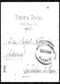 Tarjeta postal de C. de Echegaray a Rafael Altamira. 30 de agosto de 1907