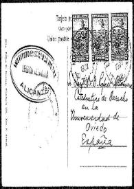 Tarjeta postal de W. R. S. a Rafael Altamira. Septiembre de 1907