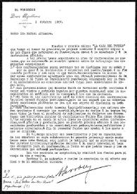 Carta de A. Lerrou [Lerroux] a Rafael Altamira. Barcelona, 3 de octubre de 1907