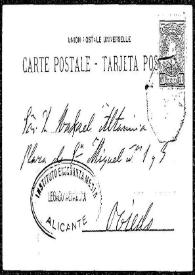 Tarjeta postal de J. Vivan a Rafael Altamira. 10 de octubre de 1907
