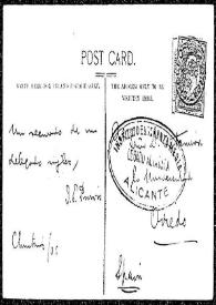 Tarjeta postal de J. E. Purvio a Rafael Altamira