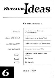 Nuestras Ideas : teoría, política, cultura. Núm. 6, mayo 1959