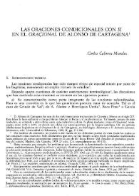 Las oraciones condicionales con 'SI' en el 'Oraçional' de Alonso de Cartagena