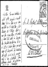 Tarjeta postal de Castillejo a Rafael Altamira. Sevilla, 19 de marzo de 1908