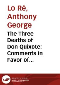 The Three Deaths of Don Quixote: Comments in Favor of the Romantic Critical Approach